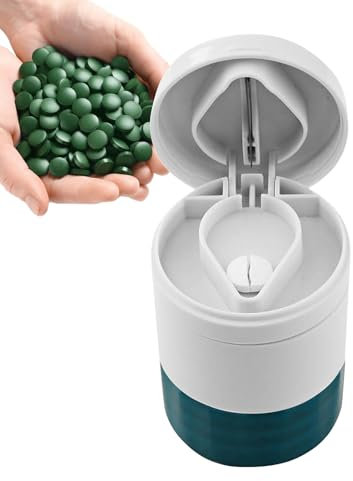 Tablettenteiler für Kleine und Große Tabletten, Tablettenmörser 3-in-1 Multifunktionale Tablettenschneider mit Aufbewahrungsfach, ideal für Reisen und den Heimgebrauch