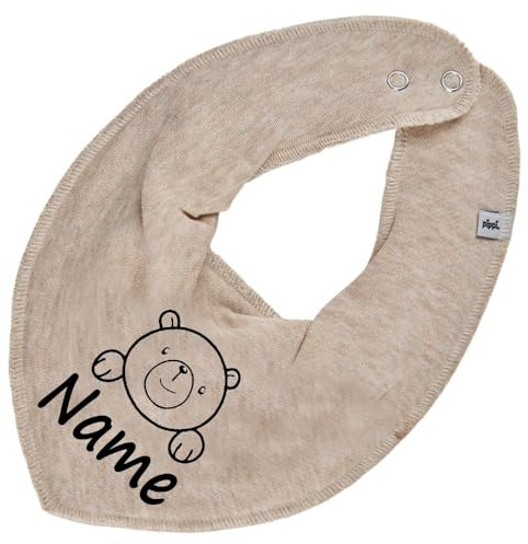 HALSTUCH Bär mit Name oder Text personalisiert für Baby oder Kind aus Baumwolle in Einheitsgröße