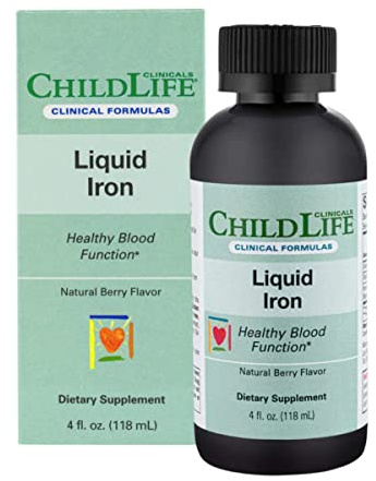 ChildLife Essentials Liquid Iron - Iron Supplements for Kids, Supports Healthy Blood Function, All-Natural, Gluten-Free, Iron Drops for Infants - Natural Berry Flavor, 4 Fl Oz Bottle