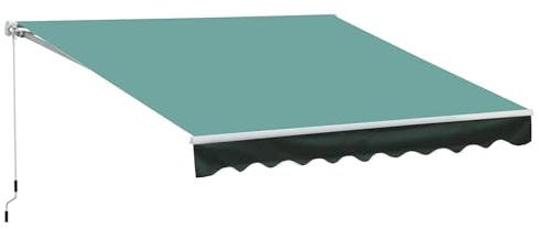 LJFDXD Manuell Gelenkarmmarkise Markise, Sonnenschutz mit Manueller Kurbel, Terrassenmarkise mit Verstellbarem Vordach, für Fenster, Tür, Garten, Hinterhof, Balkon (Color : Green, Size : 9.8 * 6.6ft)
