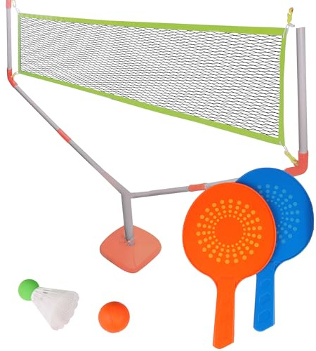 BLUE SKY - Set da racchette 2 in 1 Badminton e Tennis - Gioco all'aperto - 042892 - Multicolore - Plastica - Gioco per bambini - Allenamento - Set - 144 cm x 118 cm - A partire dai 6 anni
