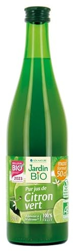 Savoureux Jus de Citron Vert Bio Pressé Pur, Marque JARDIN BIO ETIC - 50cl Délicieusement rafraîchissant, 100% Bio! Idéal pour une alimentation - Le Lot De 3