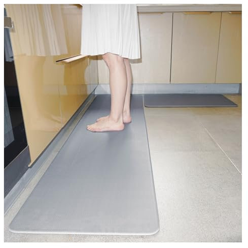 Küchenmatte, gepolstert, 0,31 Zoll, rutschfest, wasserdicht, ergonomisch, bequem, Stehmatte for Küche, Boden, Büro, Waschbecken, Wäscherei(Color:Gray,Size:45x75CM17.7x29.5in)