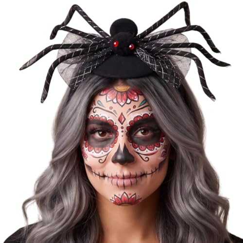 Hatstar Spinnen Haarreif | Haarband Spinne mit roten Augen | Stirnband für Hexen Kostüm | Cospaly Gothic Sexy | Kopfschmuck Haarschmuck Accessoire zu Halloween, Karneval & Fasching