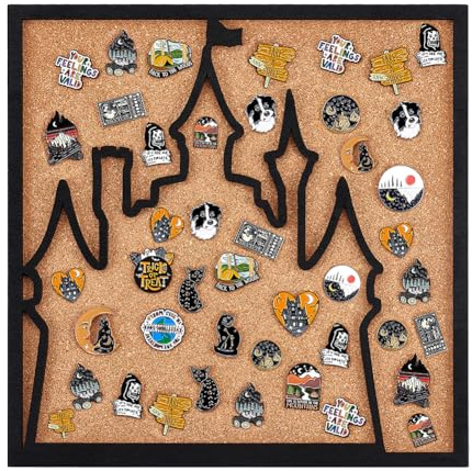 BENECREAT Quadratische Pinnwand Mit Schloss, 30x30cm Pinnwand Zur Wandmontage Korktafel Mit Schwarzem Rahmen Für Die Aufbewahrung von Broschennadeln Büro Heim Und Schuldekoration