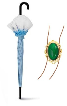 Xinchangda Violet Evergarden Accessoires de cosplay Parapluie en dentelle bleue et collier vintage Accessoires de costume d'Halloween Accessoire de performance sur scène