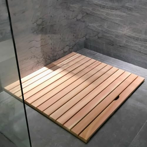 Badematte Holz, Gartendusche Bodenplatte, Antirutschmatte Bad for Sauna, Badewanne, Spa und Stufen, Leicht Zu Reinigen(19.7 * 11.8in)