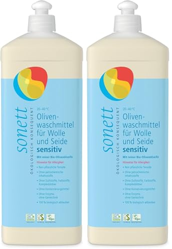 Sonett Olivenwaschmittel sensitiv für Wolle und Seide, 1 Liter (Packung mit 2)
