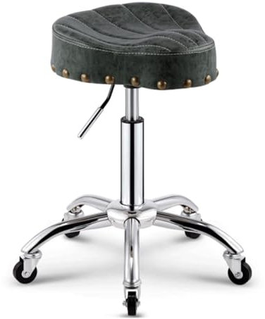 Ergonomischer Sattelhocker mit Rollen, PU-Leder, Drehstuhl, Sattelsitz, höhenverstellbar, für hygienische Klinik, Salon, Spa, Tatoo, Massage, Büro