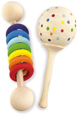 Ulanik Rassel Mein Regenbogen, Kleinkinder Montessori Spielzeug ab 1 Jahr, Baby Sensorik Holzspiele
