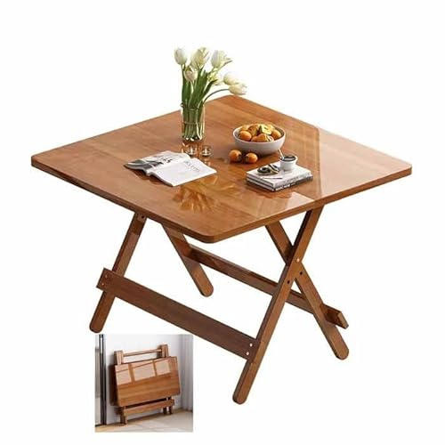 Tavoli da Patio, Tavolino Pieghevole In Legno Naturale, Resistente Alle Intemperie, Quadrato, Tavolo Da Bistrot, Tavolo Da Colazione, Tavolino Da Giardino(100x80x75cm)