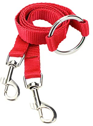 BUGUUYO Doppelleine Für Hunde Nylon-Gurt Für Hunde Rot Für Kleine Haustiere Mit Zwei Clips Für Einfache Handhabung Verheddern