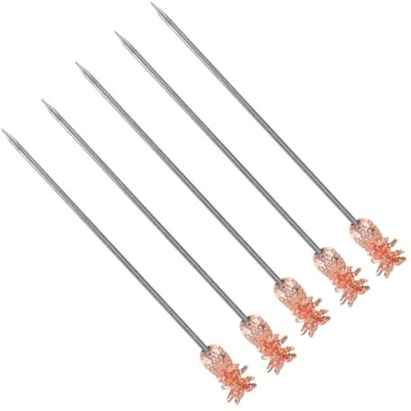 PAMINGONO Palillos para Cócteles Brochetas Palillos De Tenedor De Fruta De Acero Inoxidable 5 Piezas Brochetas para Bebidas para Bar Tenedores De Ensalada Fáciles De Usar