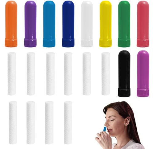 10 StüCk Riechstifte,Inhalierstift für Die Nase,Riechstift mit Docht für die Aromatherapie, Naseninhalator Stift für ätherische Öle,Wick Inhalator,Nachfüllbarer Inhalator Stick