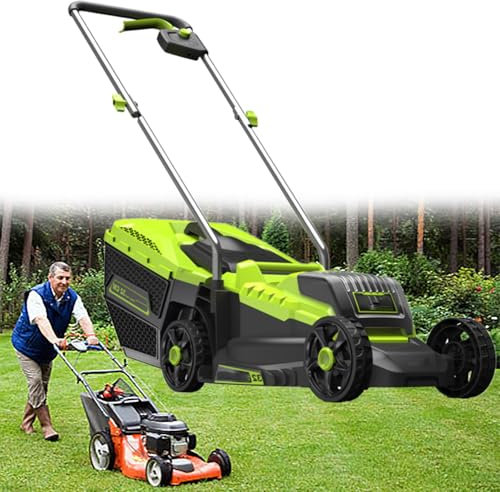 GESAIDES Tondeuse à Gazon sans Fil 40 V 33 cm (13 po), Tondeuse électrique sans Balais Jusqu'à 1/2 Acre, Tondeuse à Gazon Poussée avec Réglage de la Hauteur à 3 Positions,Batteries et Chargeur Inclus
