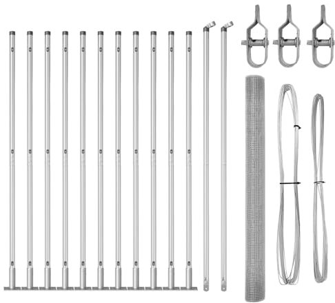 vidaXL Recinto in Filo Saldato con 13 Pali Flangiati 1.5x25 m Acciaio Zincato