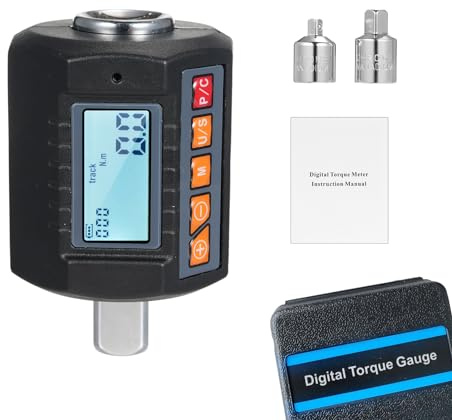 VISLONE Adaptateur de couple numérique 1/2,7.4-250.8 Ft-lb/10-340 Nm,Précision de ±2%,Valeur préréglée,Stockage des données,Avertisseur sonore et indicateurs LED,Adaptateurs 3/8 et 1/4 pour voiture