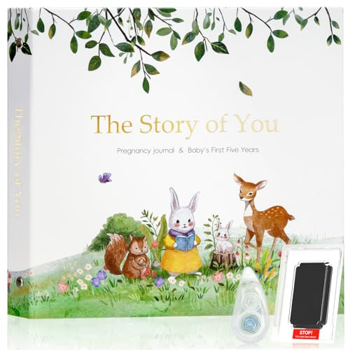 JARMAPOZ Libro de recuerdos de bebé para niño o niña, recuerdo de los primeros 5 años y rastreador de hitos, diario de embarazo y álbum de fotos para bebé, género neutro