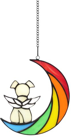 Dog Memorial Gifts, Pet Bereavement Gifts, Acrylic Rainbow Dog Remembrance Gifts for Dogs Lovers, Loss of a Dog Gift Suncatcher Window Hanging for Home Decor, Pet Memorial Plaques with Hanging Cord