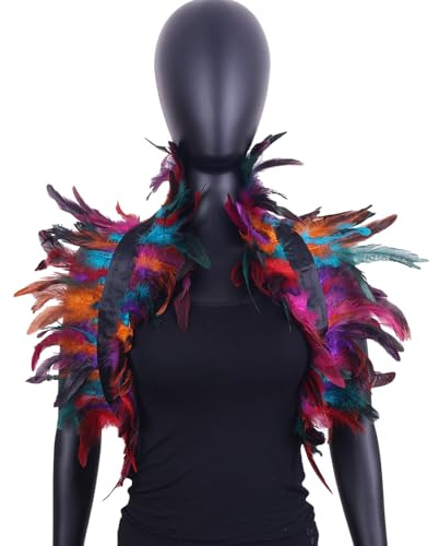 GIEEU - Capa de plumas gótica, bufanda con cuello chal para mujer, disfraz para Halloween, carnaval y cosplay