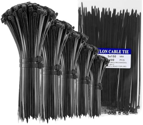 Cable Zip Ties, 1500 Pack Assorted Sizes, Self-Locking UV Resistant, Ideal for Home, Office and Garden (4/6/8/10/12 Inch)