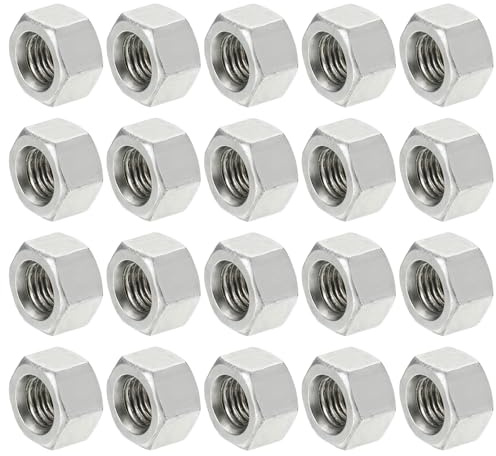 QUARKZMAN 20Stk M8x1-Gewinde Verbindungsmutter Kohlenstoffstahl Silberton | Sechskant Stangenmutter, Gewindestangenverbinder Befestigungselemente, 8mm Länge, Vollgewinde