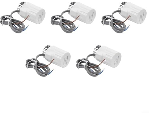Glewi Attuatore per riscaldamento a pavimento, valvola elettrica per radiatore 230 V, M30 x 1,5 mm, spinta 110 N, per collettore d'acqua, confezione da 5 (normalmente chiuso)