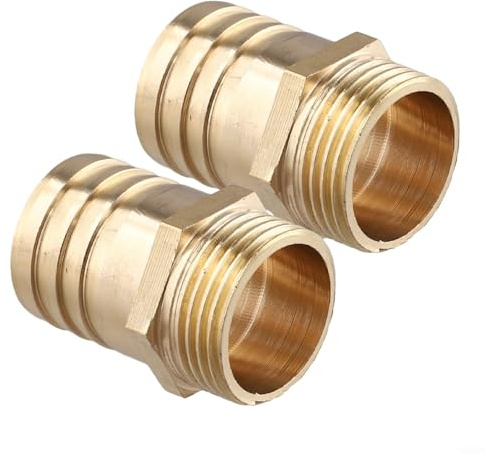 Paquete de 2 mangueras de latón a macho para adaptador de rosca BSP para riego de estanques y aplicaciones de transferencia de agua (1 pulgada macho x 32 mm)