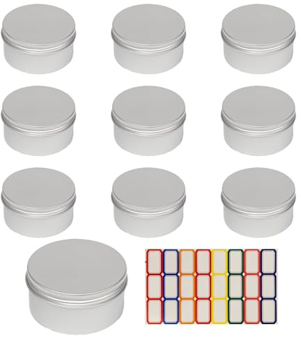 Bofanze 10 Stück 200ml Aluminium Leer Döschen Rund Silber Aluminium Tins | Leere Aluminiumkosmetikbehälter Runde Alu Dosen Schraubdeckel für Kosmetik Kerze Salben Lippenbalsam Kosmetik Creme Lotion