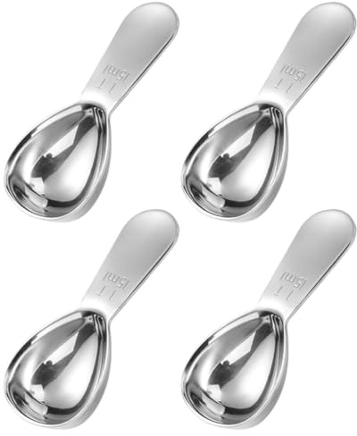 Giyehehi Pack de 4 cucharas medidoras para café, Cuchara de 1 Cucharada (15 ml) de Acero Inoxidable, Cuchara con Mango Corto de Acero Inoxidable, Mango Corto Compacto para café molido, té y Polvos