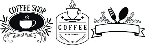 SECURIT - FensterschablonenSet WINDOODLE - Motiv CoffeeShop - White | Kreidemarker enthalten - Wiederverwendbar - Transparent