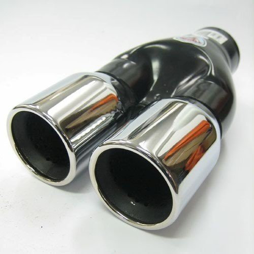 Auspuffblende Doppelrohr Endrohr Edelstahl Auto Endrohrblenden Auspuffendrohr Auspuffrohr Tuning Universell Schalldampf Blende Sport Rund Chrom Auspuffspitzen 43-62 mm