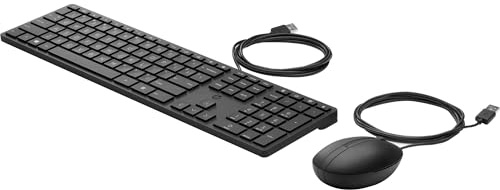 HP Wired Desktop 320MK Mouse and Keyboard - USB Cable Keyboard - English - Black - Cable Mouse - Black - Compatible with PC
