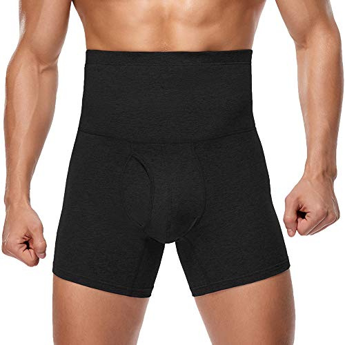 Joweechy Mens Boxer Shorts High Waist Cotton Underpants Underwear | Longer Leg Fitted Trunks Comfortable Underwear Briefs with Fly Opening