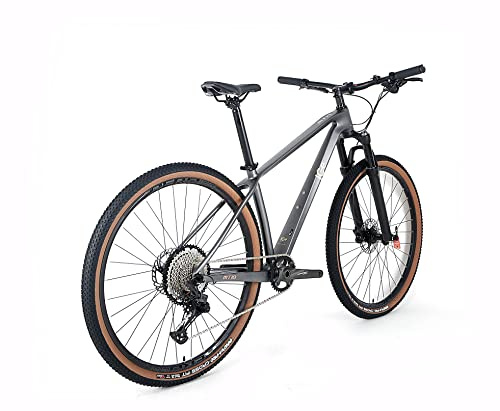 ICe Bicicleta de montaña MT10 Cuadro de Fibra de Carbono, Rueda 29', monoplato, 12V (Gris, 15')