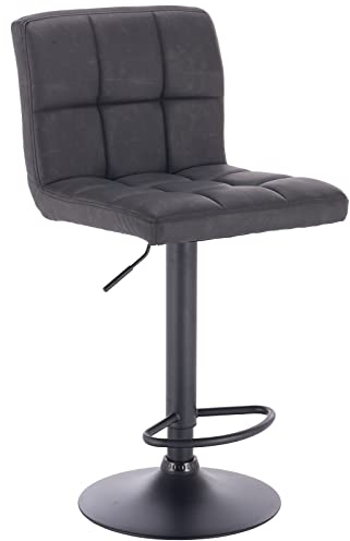 WOLTU Barhocker 1er Set Barstuhl Tresenhocker Bistrohocker Designer Hocker mit Rückenlehne, Kunstleder in Antiklederoptik höhenverstellbar drehbar Stahl Anthrazit