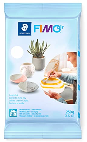 STAEDTLER lufttrocknende Modelliermasse FIMO air, weiß, sofort gebrauchsfähig, kein Brennvorgang notwendig, 250g, angenehme Haptik, klebt nicht, mind. 95% natürliche Rohstoffe, 8103-0