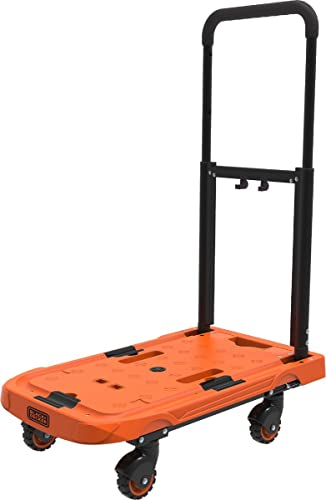 Black+Decker Faltbarer Rollwagen - Transportwagen - Max. 90 KG - Höhenverstellbarer Griff - 61.4 x 37x3 x 89.4 cm - Orange