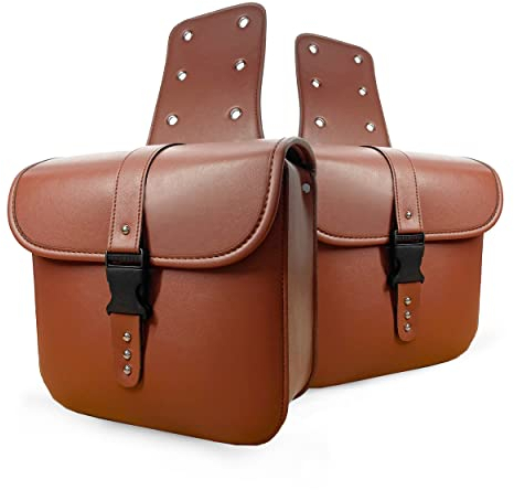 VOZCVOX Gepäckträgertaschen wasserdichte Vintage Fahrradtasche Bike Pannier,29 * 29 * 15CM,Satz von 2 (Braun)