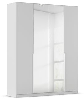 Rauch Möbel Alabama, Kleiderschrank, Farbe Seidengrau, Breite 181 cm | Schrank, 4-türig, mit Spiegel, Zubehör Premium, für Schlafzimmer, Kinderzimmer, Garderobe, Flur
