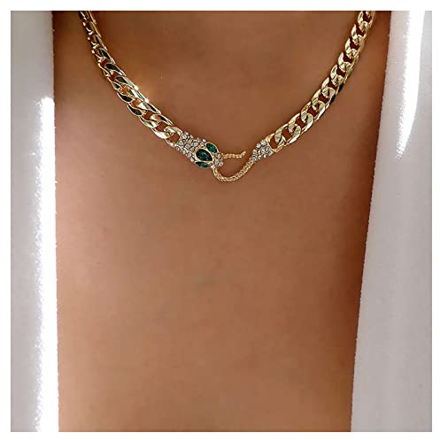 Inilbran Boho Strass Schlange Choker Halskette Grün Smaragd Schlange Halskette Choker Vintage Kristall Schlange Serpent Halskette Punk Cz Schlange Tier Halskette Schmuck Für Frauen Und Mädchen