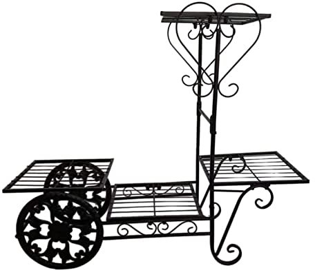 Estante Flores Soporte Plantas Estantería Plantas Soporte De Planta De Metal Forma De Carro Estantes De Flores Exhibición De 4 Niveles Soporte De Flores Patio Decorativo Para El Hogar Estante para Pla
