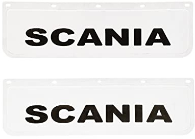 2 pezzi Paraspruzzi Parafanghi in Gomma Dura per Camion 60x18 cm, Bianco con Scritta in Rilievo 3D