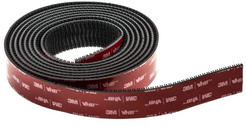 3M Dual Lock SJ3870, 1 Klebebandstreifen zur Befestigung für Autos, Dashcams, Go Pro, Mautzahlungshalterung, Druckverschluss, hochklebendes Produkt, Schwarz (25,4 mm x 2 m) (25,4 mm x 2 m)