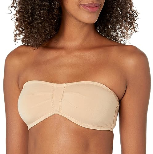 OnGossamer Women's Cabana Cotton Bandeau Bralette Bra - Champagne Medium