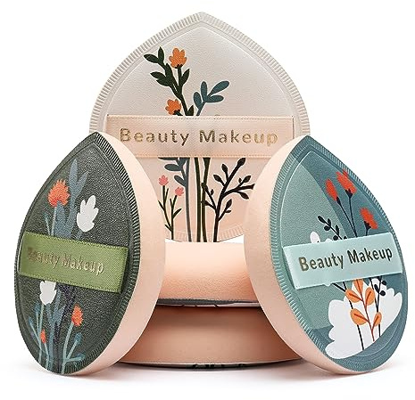 FERYES Lot de 3 grandes houppettes à poudre pour fond de teint en poudre, correcteur, maquillage - Pompon à poudre pour poudre libre, cosmétique
