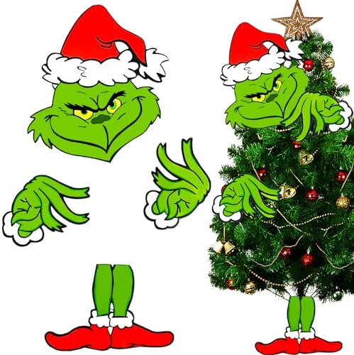 Jiuwtence Décoration d'arbre de Noël, Papier pour Décoration de Noël, Noel Decoration, Décoration de Monstre Poilu Vert, Fête de Mariage de Noël, Décoration de Sapin de Noël.