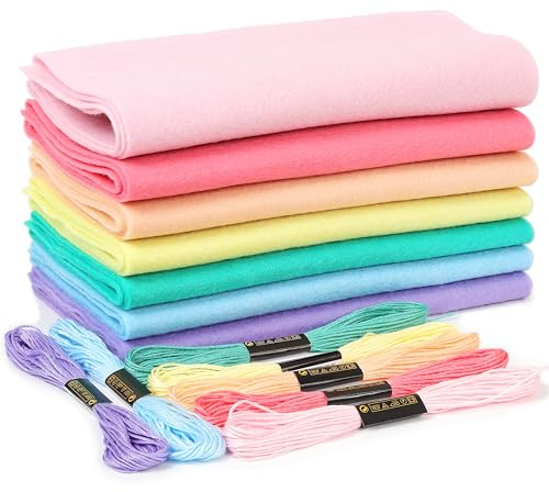 ZAIONE Pastel Soft Felt Sheets Bundle Rainbow Felt Sheets 7Rolls 21x90cm for DIY Back-to-School Craft