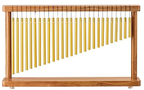 Sonic Energy Table Chimes, Gold (TCH27RP) | 27 Klangstäbe, einreihig, 48x29,5x5,8 cm, 1734 g, mit stabilem Rahmen, Padouk-Holz, Aluminiumlegierung (eloxiert)