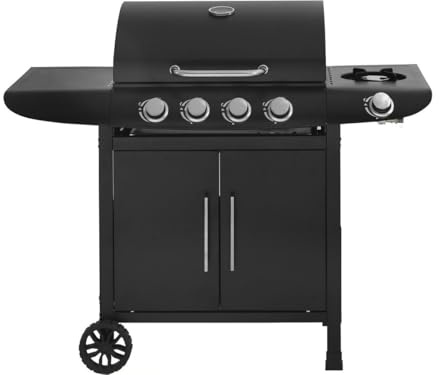 Barbacoa de gas Feria 5-5 fuegos incluido 1 lateral - 14,5 kW - Negro